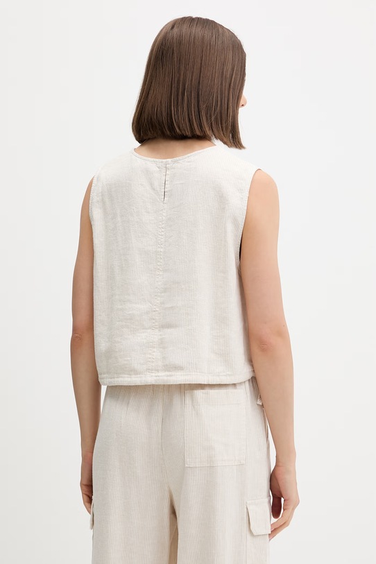 Odzież Tommy Jeans bluzka damska z lnem DW0DW22779 beżowy