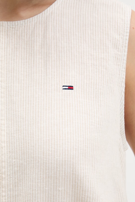 Tommy Jeans bluzka damska z lnem DW0DW22779 beżowy