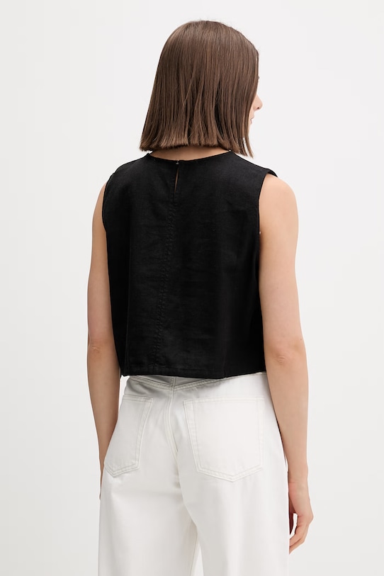 Odzież Tommy Jeans bluzka damska z lnem DW0DW22779 czarny