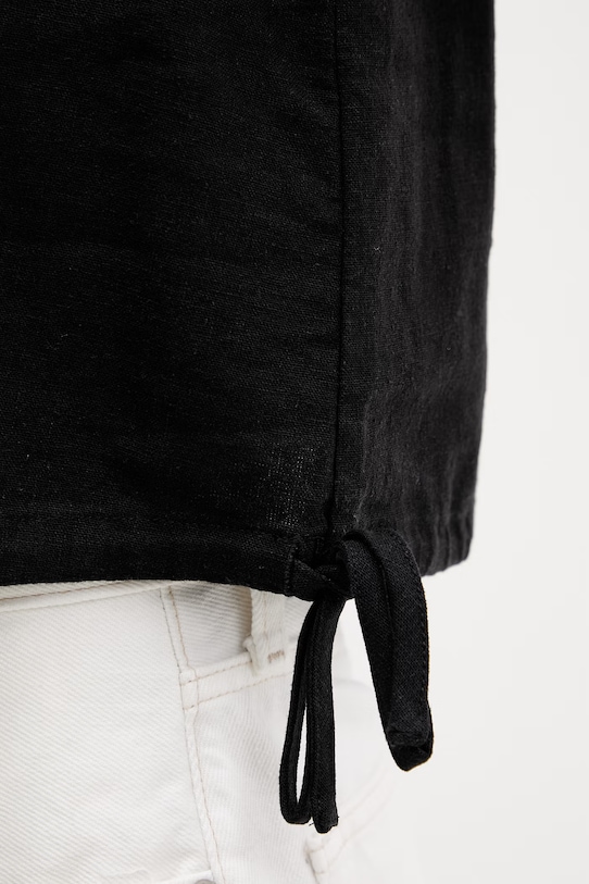 Tommy Jeans bluzka damska z lnem DW0DW22779 czarny