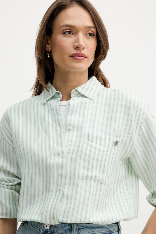 U.S. Polo Assn. koszula z dodatkiem lnu LOOSE FIT zielony WUP2277