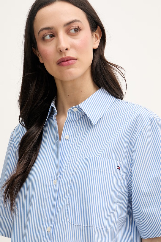 Tommy Hilfiger srajca ženska bombažna modra WW0WW48899