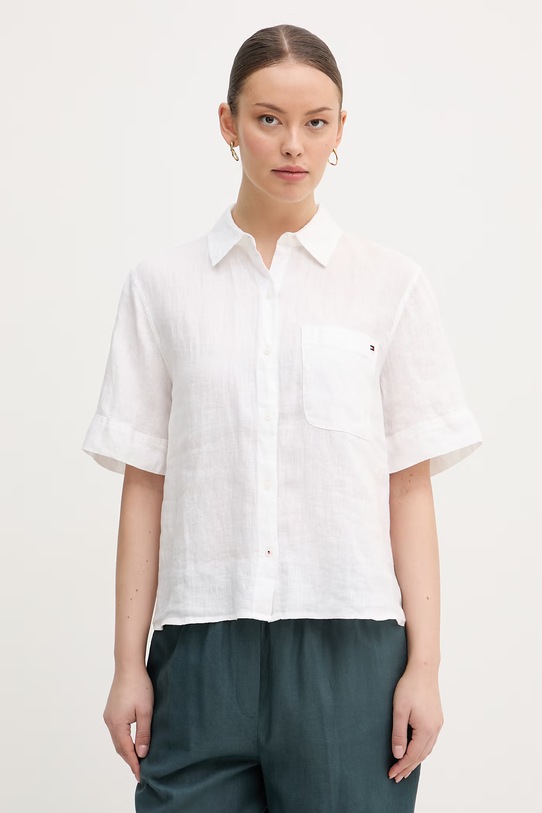 Tommy Hilfiger koszula damska lniana beżowy WW0WW48925