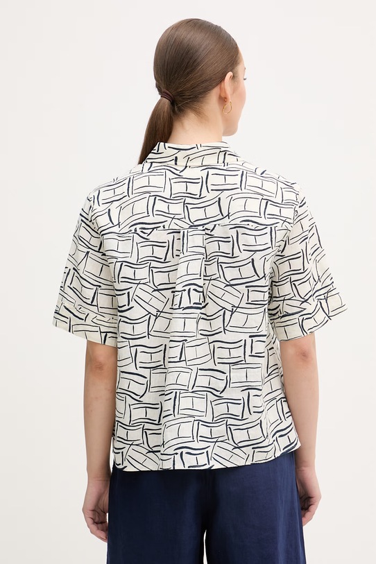 Дрехи Tommy Hilfiger риза дамска от лен WW0WW48925 бежов