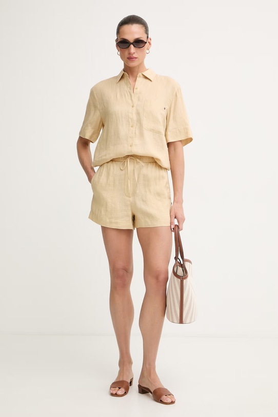 Tommy Hilfiger cămașă pentru femei, din in WW0WW48925 bej SS26