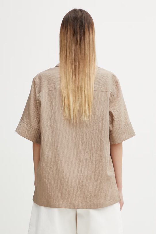 Odzież Maison Kitsuné koszula z modalem damska QW00411WC5084 brązowy