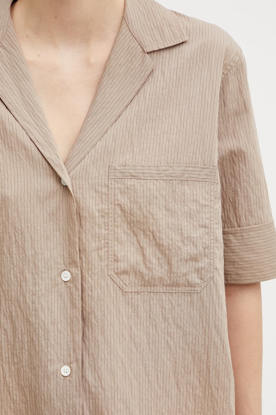 Maison Kitsuné koszula z modalem damska brązowy QW00411WC5084