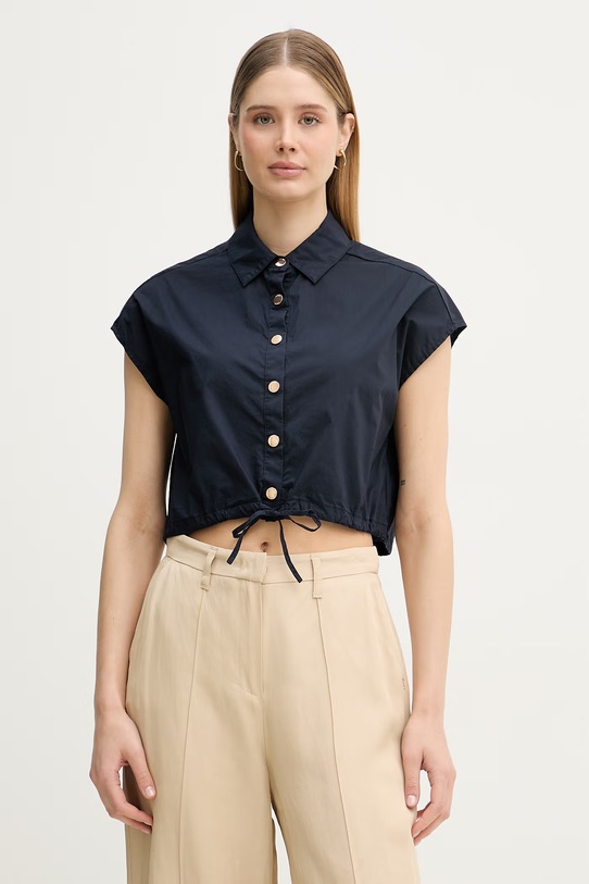 Gaudi bluzka koszulowa damska bawełniana granatowy 611FD45042