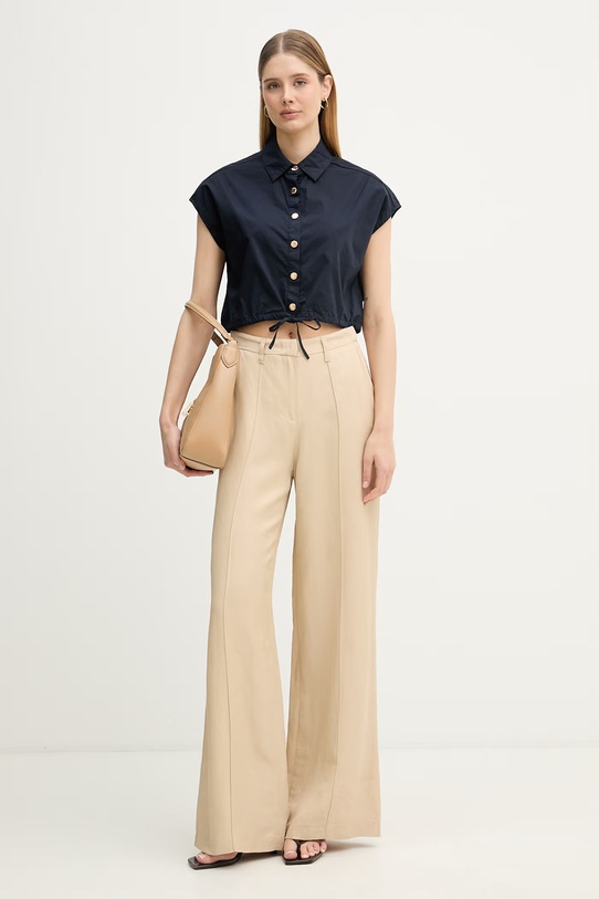 Gaudi bluzka koszulowa damska bawełniana 611FD45042 granatowy SS26