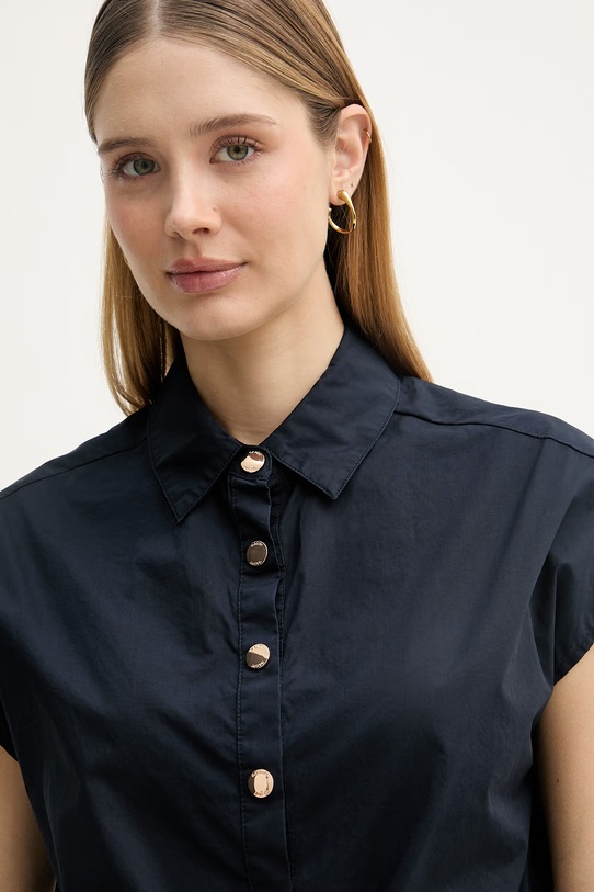 Gaudi bluzka koszulowa damska bawełniana granatowy 611FD45042