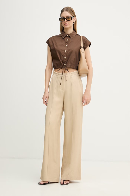 Gaudi bluzka koszulowa damska bawełniana 611FD45042 brązowy SS26