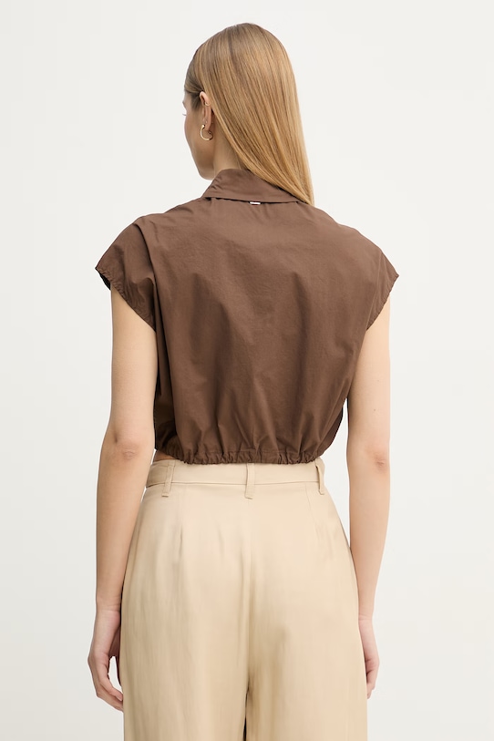 Odzież Gaudi bluzka koszulowa damska bawełniana 611FD45042 brązowy