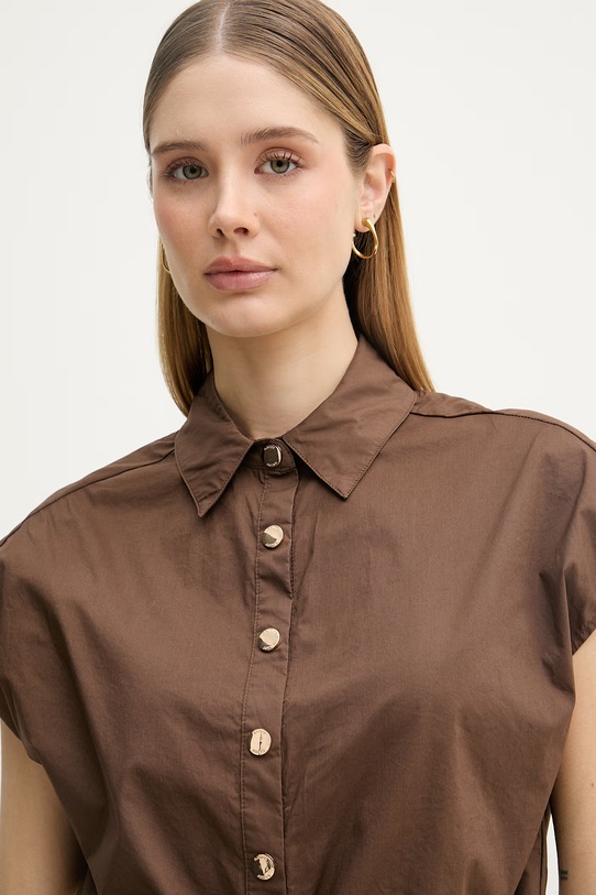 Gaudi bluzka koszulowa damska bawełniana brązowy 611FD45042