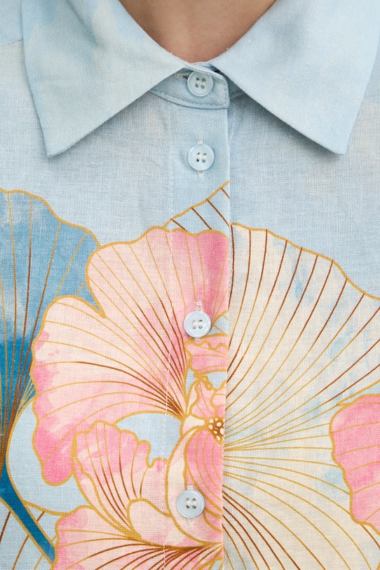 Gaudi koszula damska z lnem 611FD45052 niebieski