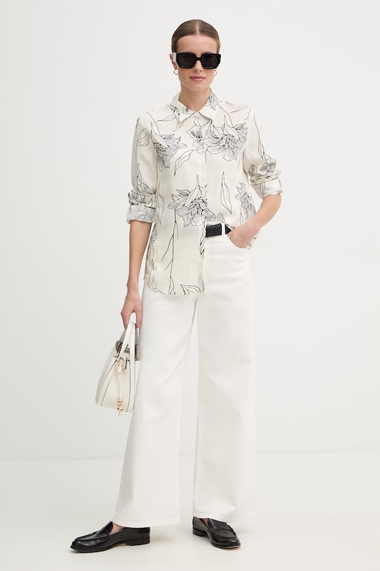 Gaudi koszula damska z lnem 611FD45061 beżowy SS26