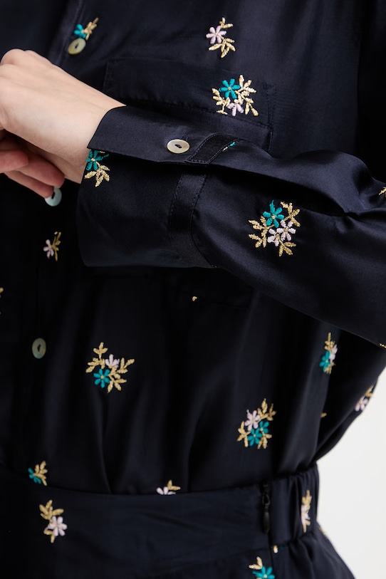 Forte Forte košeľa dámska hodvábna 14868.my.shirt tmavomodrá