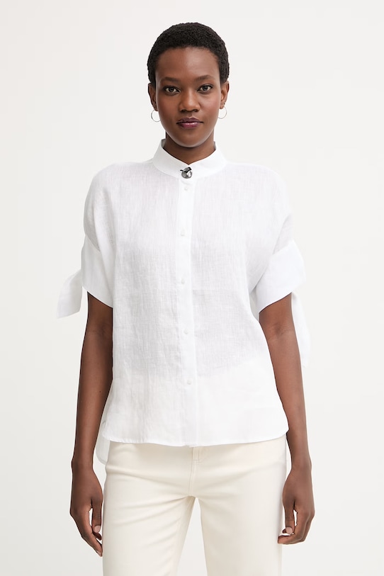 Armani Exchange camicia da donna in lino bianco XW001990.AF21532