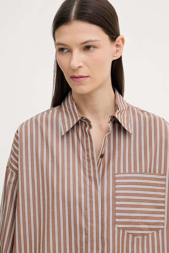 rag & bone koszula damska bawełniana Marin brązowy RA4W25HSMCN