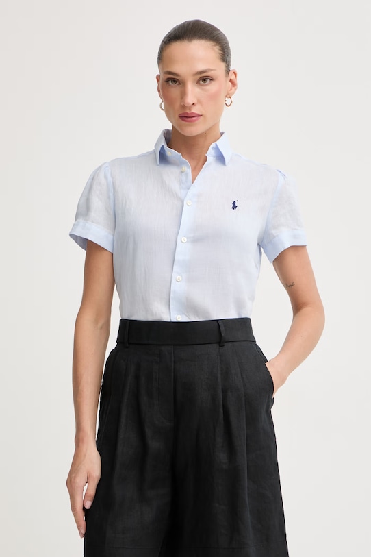 Polo Ralph Lauren PD LINEN-WVN-SHIRT Women's linen shirt blue 211973366504