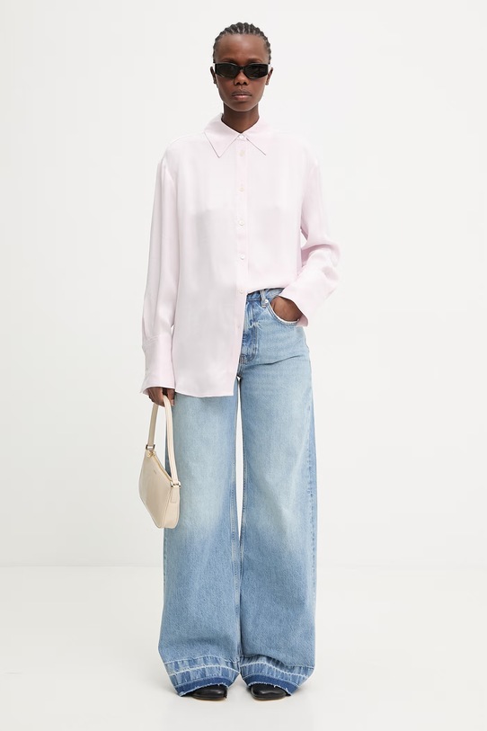 Anine Bing BRIDGET SHIRT - POWDER PINK koszula damska z wiskozy różowy A.07.11947.PKI26