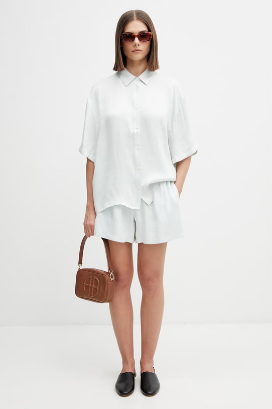 Anine Bing COCO SHIRT - SPRING MINT koszula damska z lyocellu A.07.12377.GRN01 turkusowy