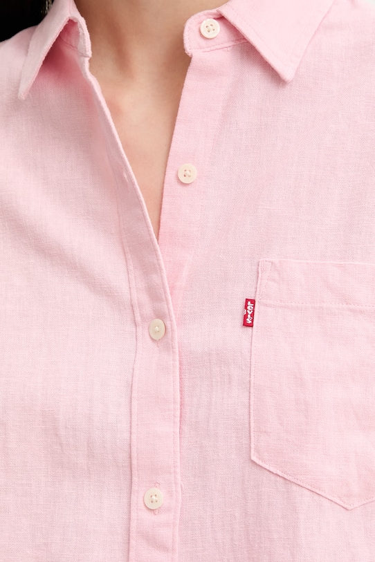 Levi's koszula damska z lnem HARLIE BOYFRIEND 001HM.0018 różowy