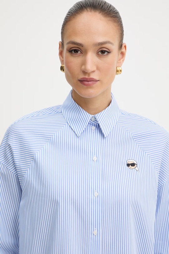 Karl Lagerfeld koszula damska bawełniana IKON B2W11034 niebieski