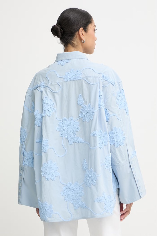 Odzież Rotate bluzka koszulowa damska bawełniana 1155582000 niebieski