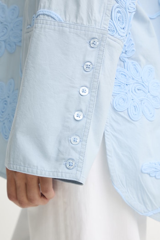 Rotate bluzka koszulowa damska bawełniana 1155582000 niebieski