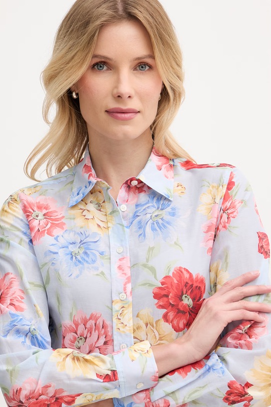 Gant koszula damska z dodatkiem jedwabiu niebieski 4300634