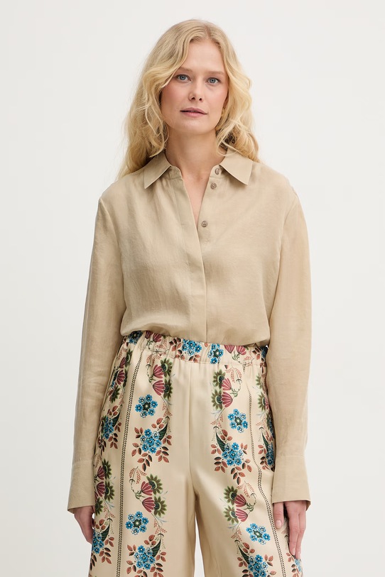 BOSS koszula damska z lyocellem Beruta2 beżowy 50562889