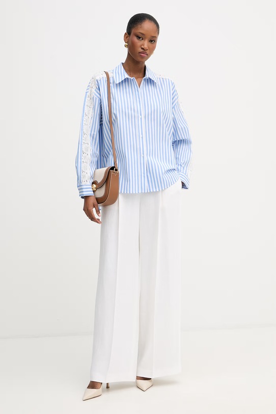 Morgan koszula damska bawełniana CARAY niebieski SS26