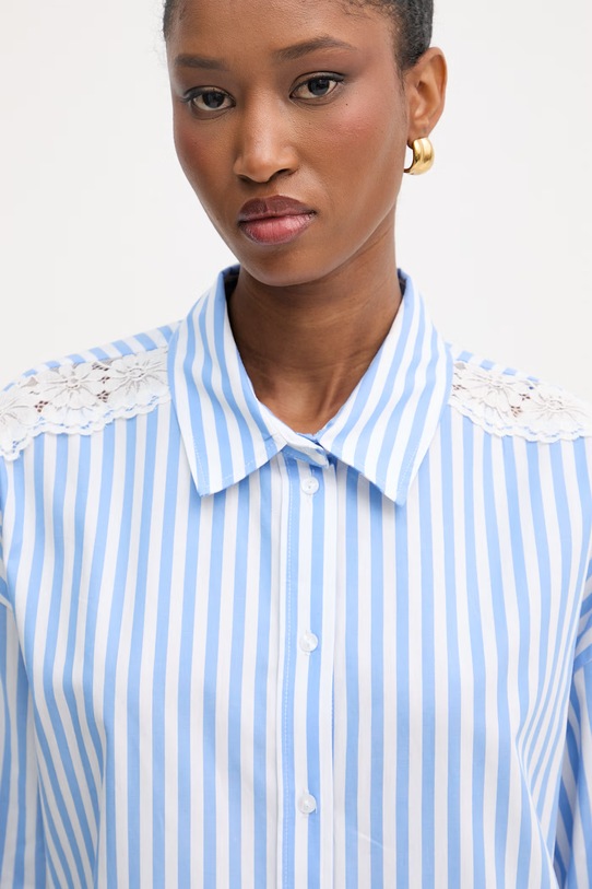 Morgan koszula damska bawełniana niebieski CARAY