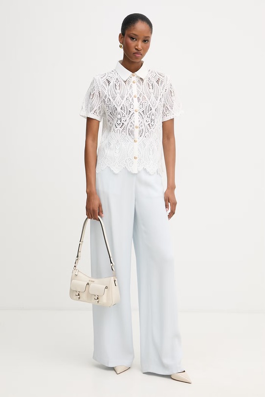 Morgan bluzka koszulowa damska z bawełną DLILA biały SS26