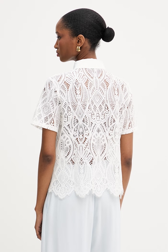 Odzież Morgan bluzka koszulowa damska z bawełną DLILA biały