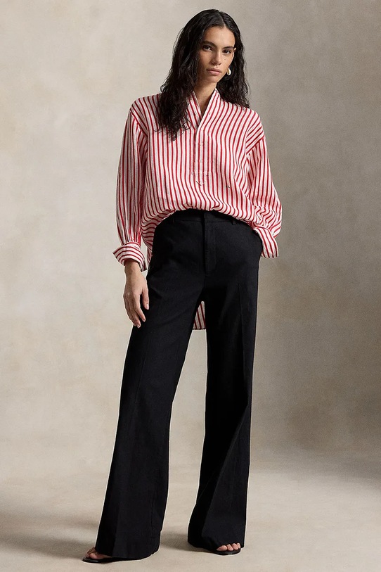 Odzież Polo Ralph Lauren koszula damska z lnem 211A12790 czerwony