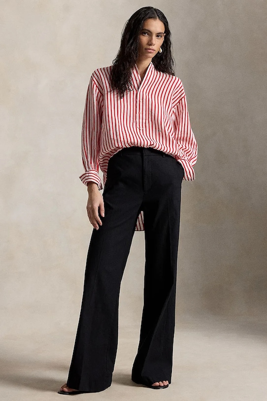 Odzież Polo Ralph Lauren koszula damska z lnem 211A12790 czerwony