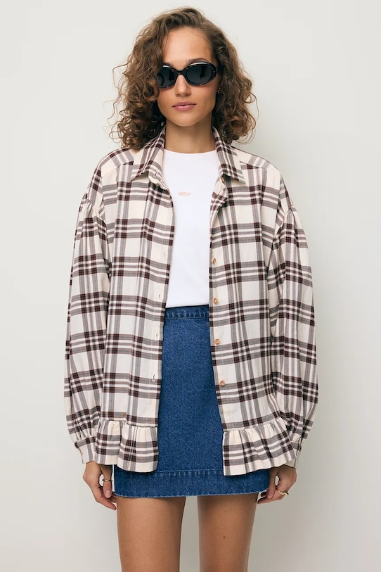 BIZUU koszula damska bawełniana FALBI beżowy FALBI.BEZOWY