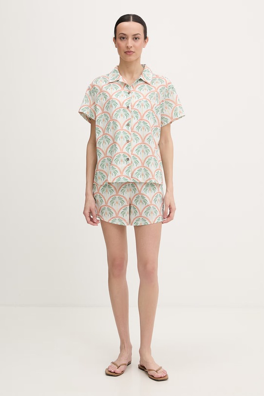 Hurley koszula damska bawełniana BEACH WVSEU00009 zielony SS26