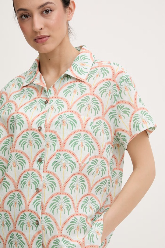 Hurley koszula damska bawełniana BEACH zielony WVSEU00009