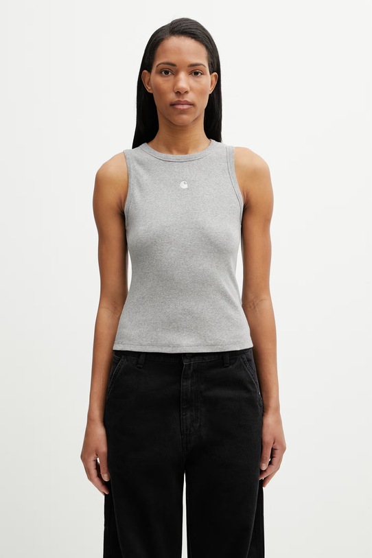 Carhartt WIP W' Philips A-Shirt top bawełniany z elastanem damski szary I034624.V6XX