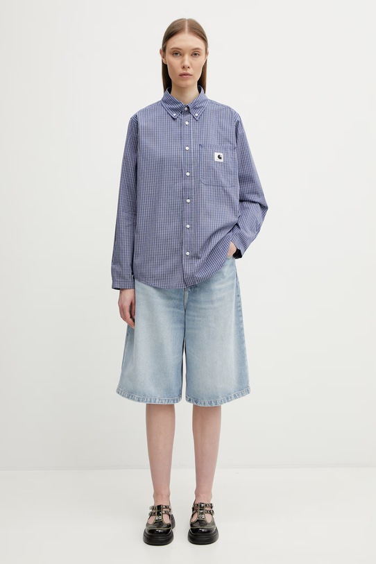 Carhartt WIP W' L/S Groff Shirt koszula bawełniana damska I036234.3JLXX niebieski