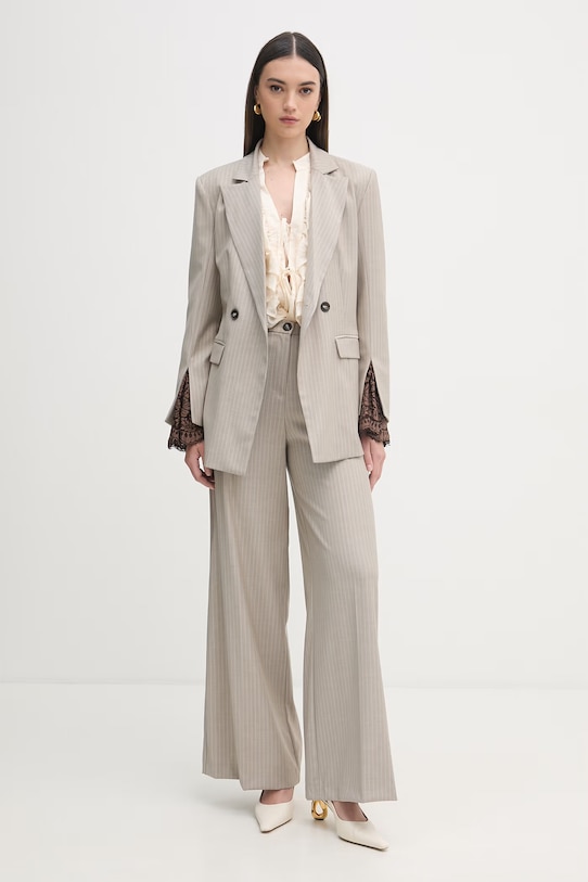 Haveone bluzka z falbanką damska z lyocellem CVE.Q033 beżowy SS26