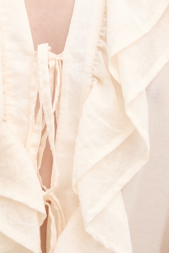 Haveone bluzka z falbanką damska z lyocellem CVE.Q033 beżowy