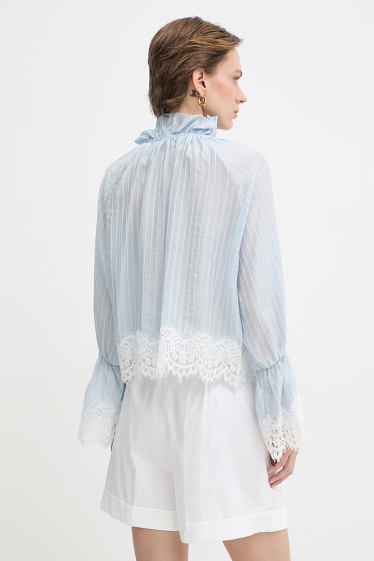 Odzież Haveone bluzka z falbanką damska z lyocellem CMA.Q015 niebieski