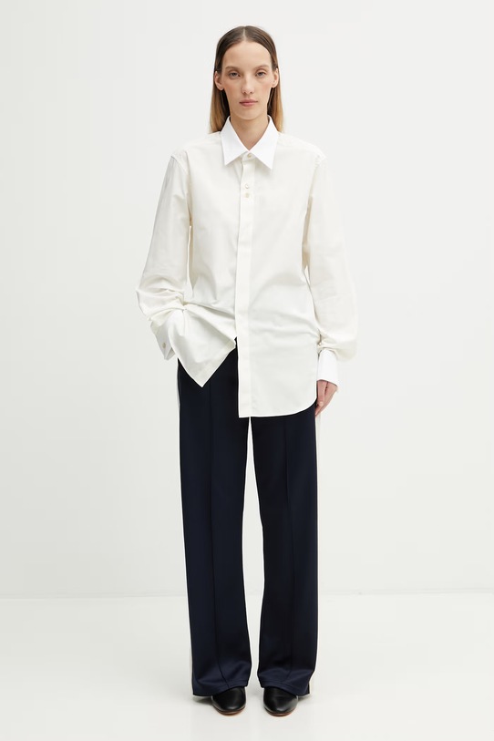 Wales Bonner Portrait koszula bawełniana damska US26SH07.CO04.110 beżowy