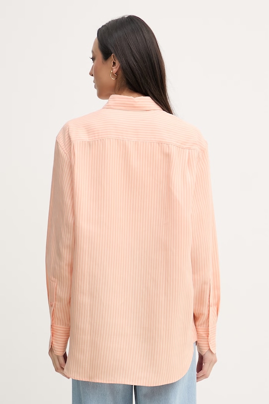 Odzież Lacoste koszula damska z lnem CF1429 pomarańczowy