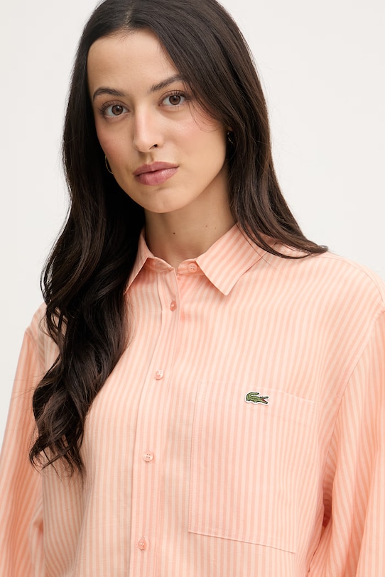 Lacoste koszula damska z lnem pomarańczowy CF1429