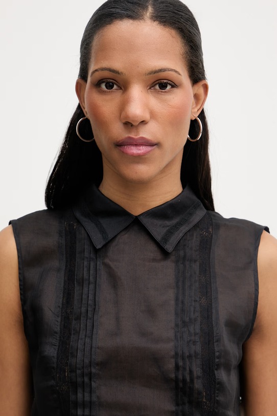 Isabelle Blanche top damski lniany czarny IS26SS.C046.T017