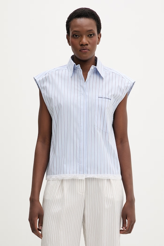 Isabelle Blanche koszula damska z bawełny niebieski IS26SS.C092.T021